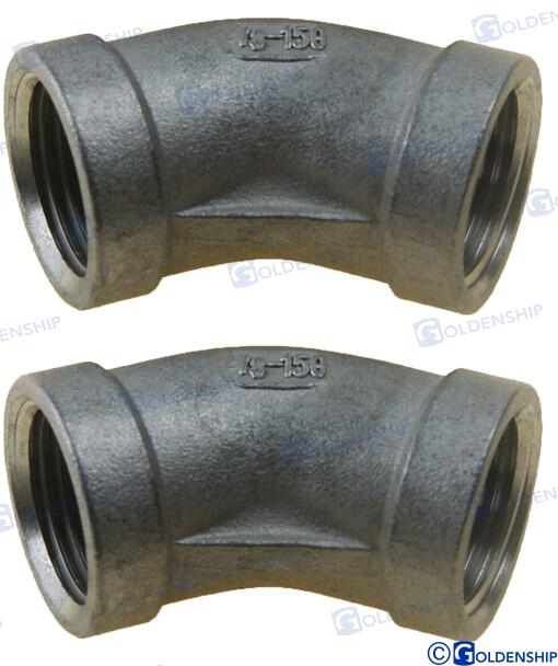 45º ELBOW BANDED INOX 3/8" (2) | GS30560 | ELBOW | GOLDENSHIP