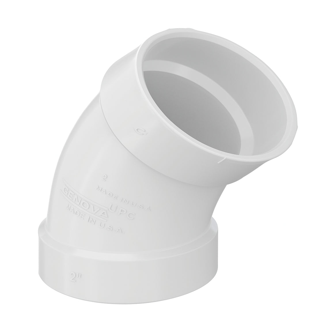 3.50" X 45° White Elbow - Cen1200111W