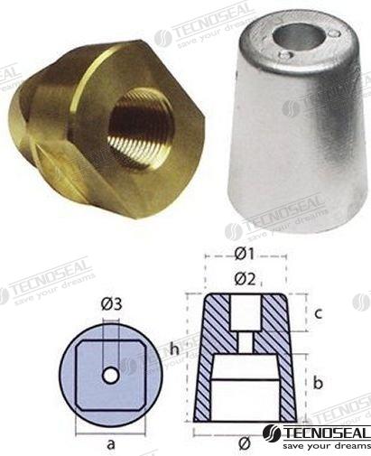 CONICAL PROPELLER NUT WITH SQUARE INNER | TEN00415Q | ANODES | TECNOSEAL