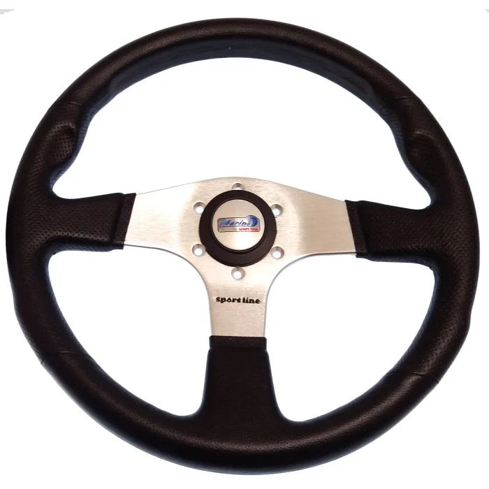 Atlantic 350Mm Black Steering Wheel Gs41137 | Stylish Boating Accessory