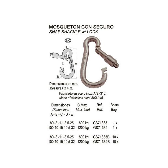 Carabine-Hook Ss 10Mm Special Opening Gs71334 - Durable Hook