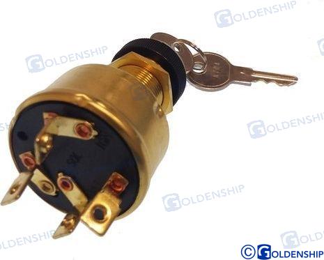 IGNITION STARTER SWITCH BRASS 4T-3POS W/ | GS11154 | IGNITION | GOLDENSHIP