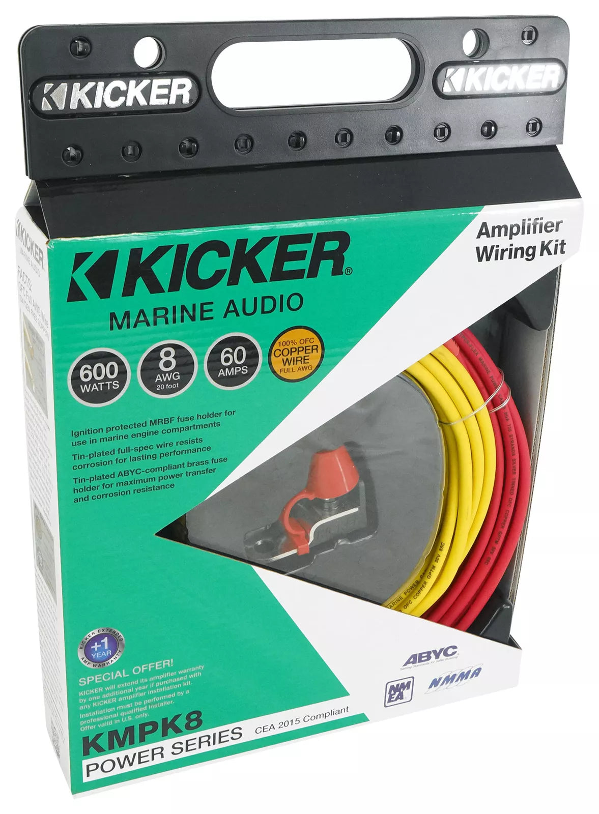 Kicker Marine 8Awg Amplifier Power Kit - Ka47Kmpk8, Durable Audio Solution