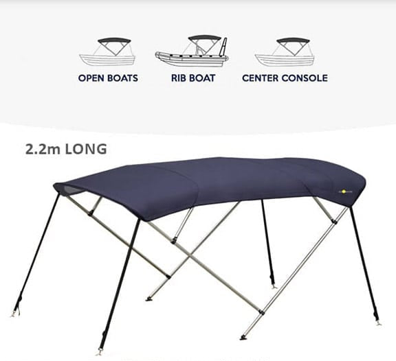 4 Bow Bimini Economy 2 - 2.1M Blue | Ocema0684B | Sun Protection Boat Cover