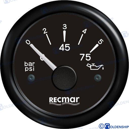 OIL PRESSURE 10-184º 0/5 BAR BLACK | RECKY15201 | INSTRUMENTATION | RECMAR