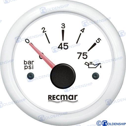 OIL PRESSURE 10-184º 0/5 BAR WHITE | RECKY15300 | INSTRUMENTATION | RECMAR