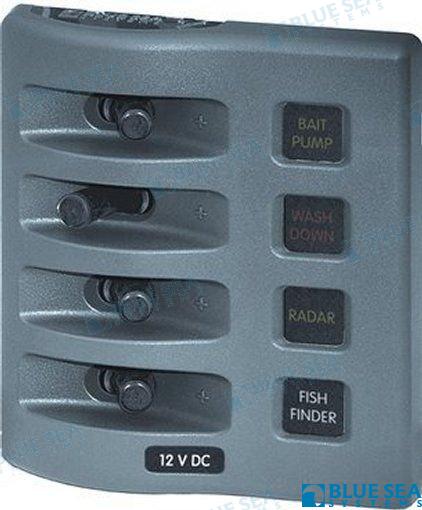 PANEL WD 12VDC FUSED 4 POS GRAY