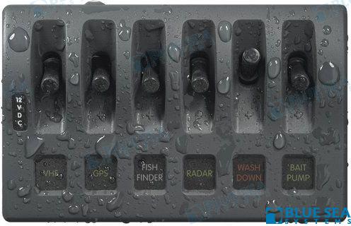 PANEL WD 12VDC FUSED 6 POS GRAY