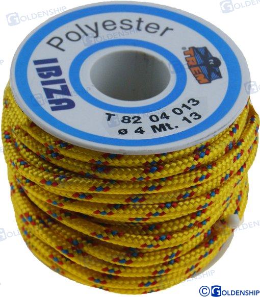 POLYESTER BRAIDED ROPE 4MM. YELLOW IBIZA | GS60152 | FENDERS | GOLDENSHIP