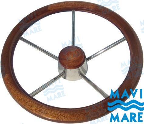 STAINLESS-WOOD STEERING WHEEL | GS41119 | CABLES | GOLDENSHIP