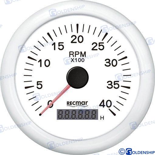 TACHOMETER 1.0/10.0 - 0/4000 RPM WHITE | RECKY07306 | INSTRUMENTATION | RECMAR