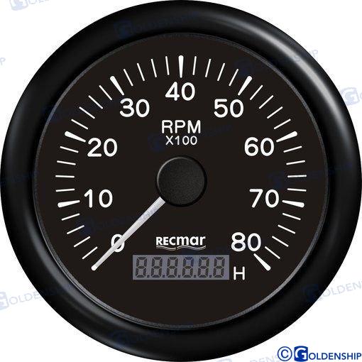 TACHOMETER 1.0/10.0 - 0/8000 RPM BLACK | RECKY07206 | INSTRUMENTATION | RECMAR