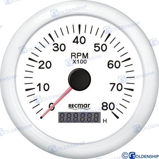 TACHOMETER 1.0/10.0 - 0/8000 RPM WHITE | RECKY07308 | INSTRUMENTATION | RECMAR
