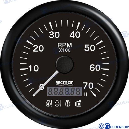 TACHOMETER W/4 LED ALARM 0/7000RPM BLACK | RECKY07213 | INSTRUMENTATION | RECMAR