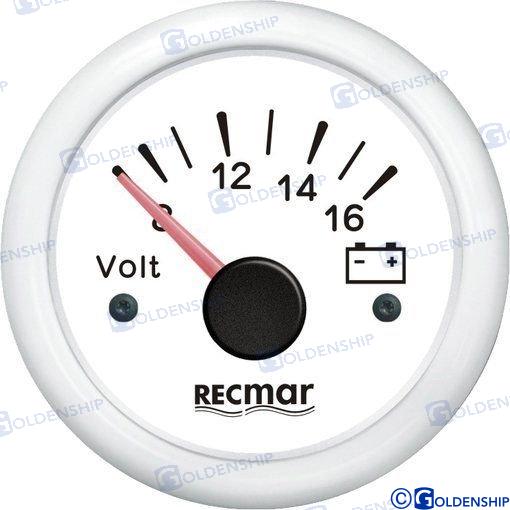VOLTMETER 8-16V WHITE | RECKY13304 | INSTRUMENTATION | RECMAR