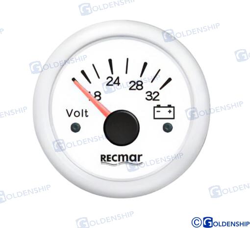 VOLTMETER 8 / 32V WHITE | RECKY13305 | INSTRUMENTATION | RECMAR